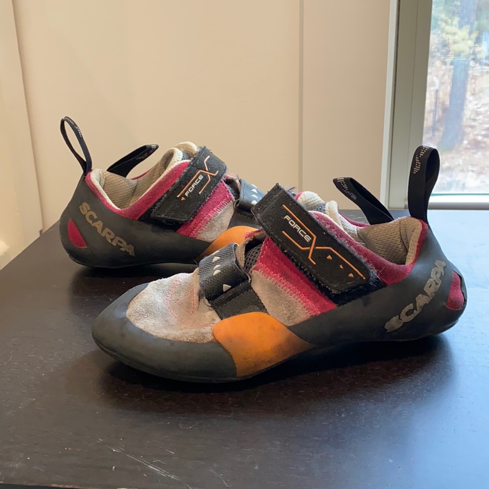 Scarpa Force X Rock Climbing Shoes, Women's Pink Gray Orange